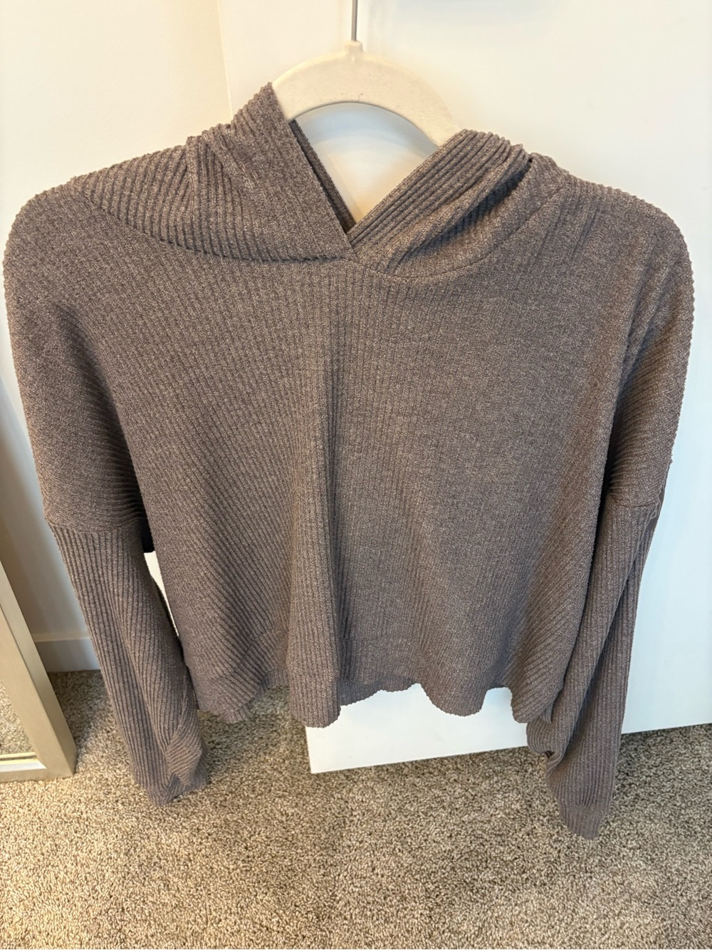 Alo yoga muse hoodie grey ribbed sz L - Picture 4 of 8